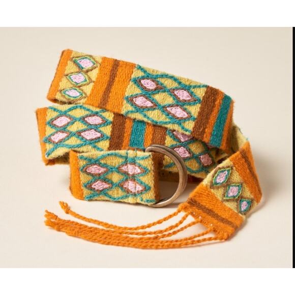 NWT Sundance Jenny Krauss 100% Wool Capetown Belt Boho Southwestern Peru Sz S/M - Picture 1 of 7